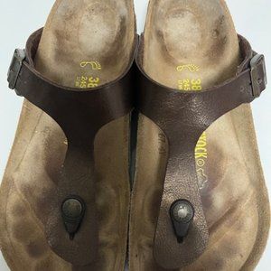 Birkenstock Gizeh Brown Open Toe Sandals Shoes Size 38 245 L7 M6